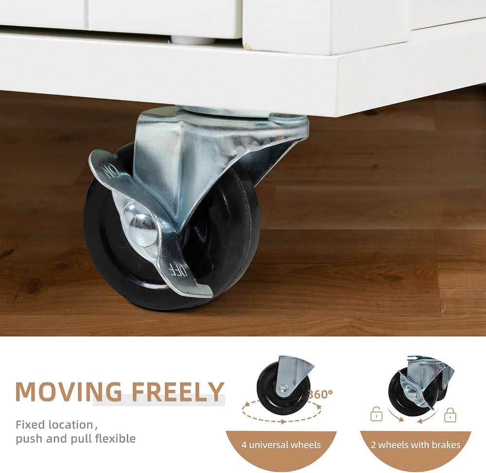 Shintenchi Kitchen Island Cart with Storage,Rolling Side Table on Wheels with...