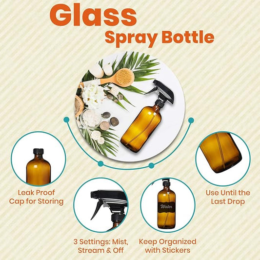 Amber Glass Spray Bottles For Cleaning Solutions - Image 2