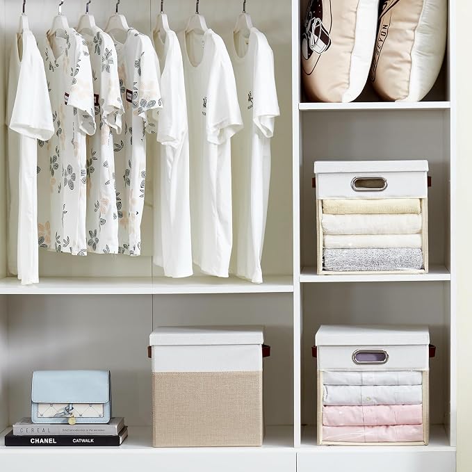 Fabric Storage Cubes with Clear Windows and Lids 11'' Foldable Storage Bins - Image 5