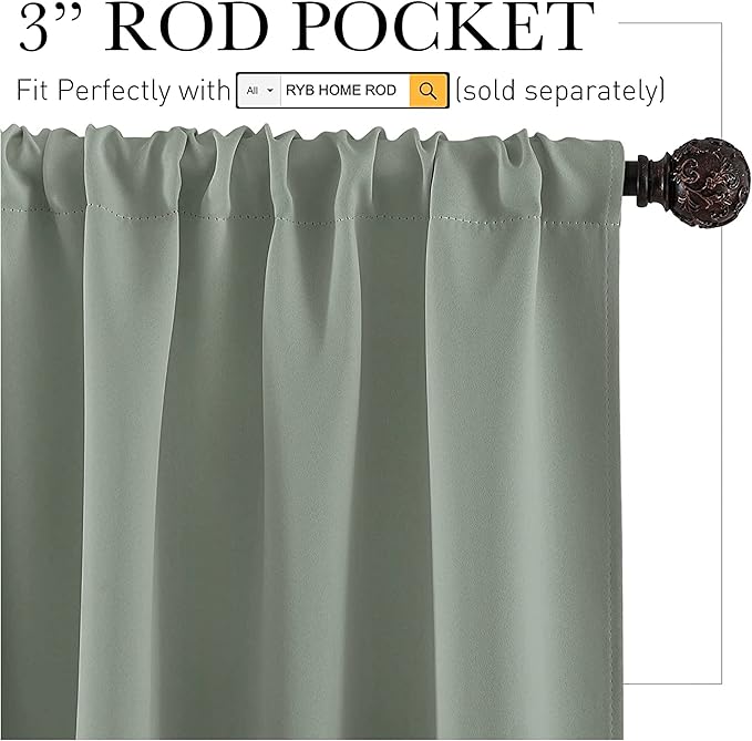 RYB HOME Living Room Curtains Blackout - Image 2