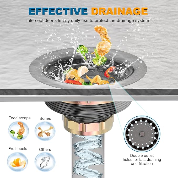 BOTEMY Stainless Steel Bronze Sink Drain Strainer Kit 3-1/4 inch Kitchen Drain - Image 5