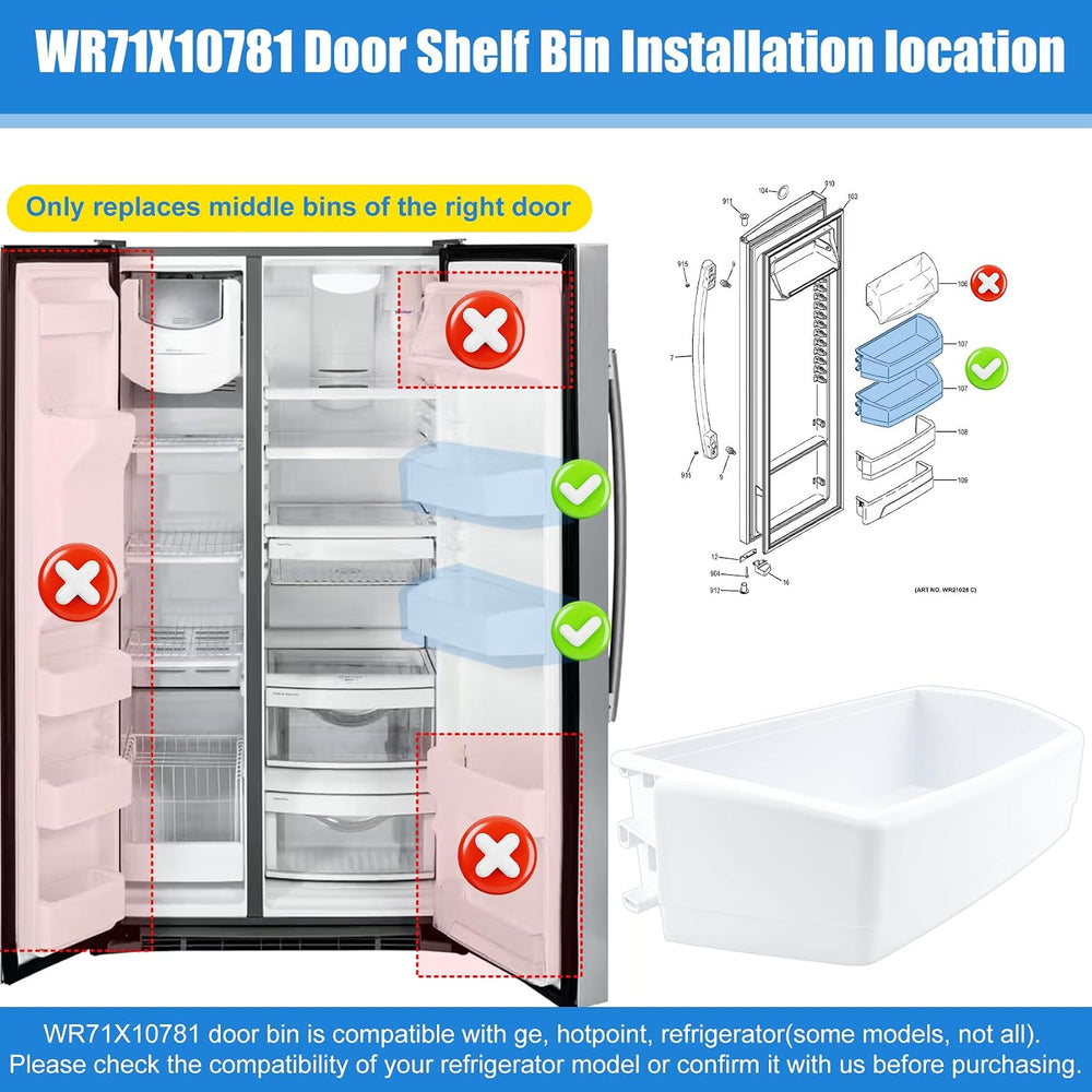 WR71X10781 Door Shelf Bin Compatible with ge, hotpoint Refrigerator: GSE25GGH...