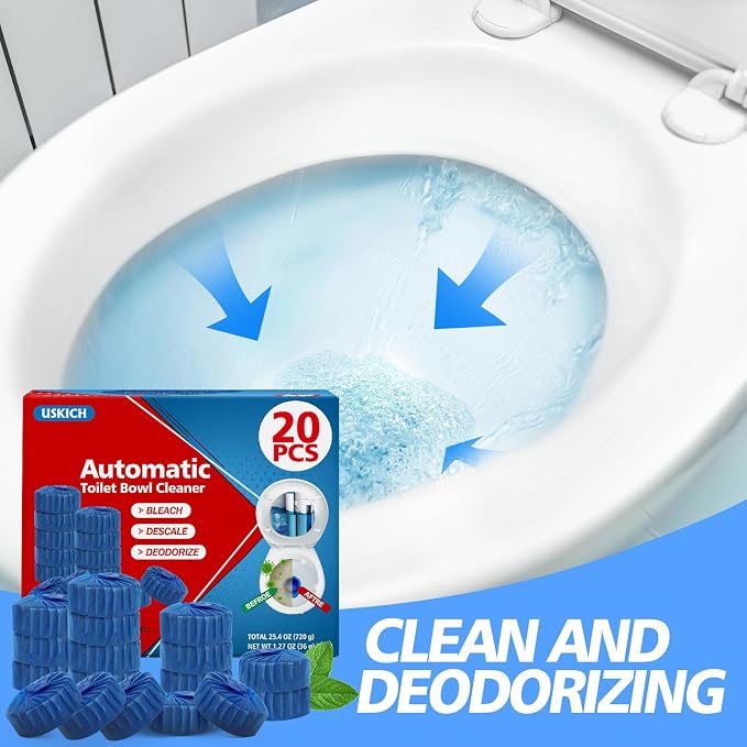 USKICH 20 Pack Toilet Bowl Cleaner Tablets, Long-Lasting Household Toilet - Image 3