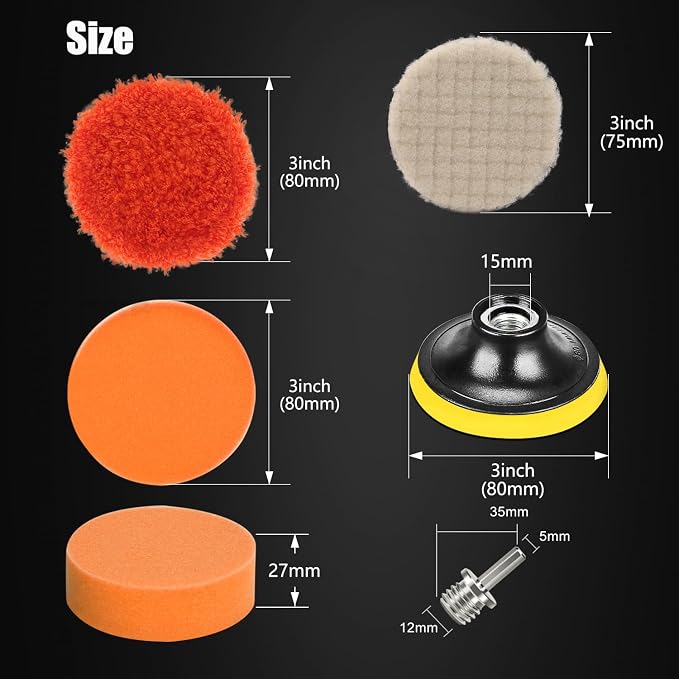 Drill Polishing Kit for Car, Wool Pads Drill Buffing Pad, Wax Buffer Polisher - Image 2