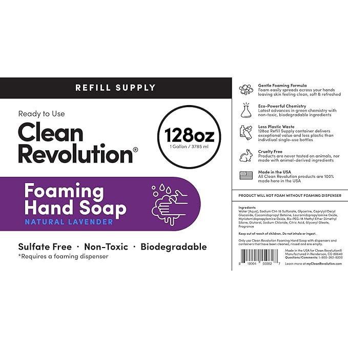 Clean Revolution Foaming Hand Soap Refill Supply Container, Ready to Use Formula - Image 10