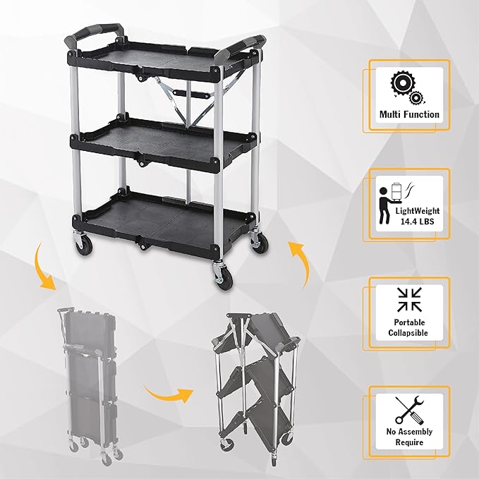 Olympia Tools 85-188 Pack-N-Roll Folding Collapsible Service Cart, 150LB - Image 4