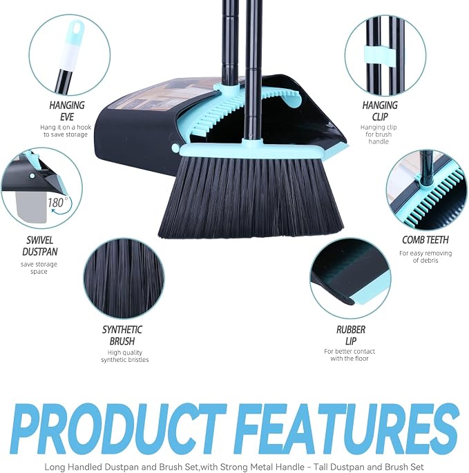 Broom with Dustpan Combo Set, Dust pan with Broom Combo Set, Standing Dustpan - Image 3