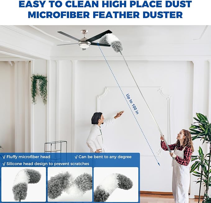 4 Pcs Dusters for Cleaning, 2 in 1 Microfiber Dusters and Retractable Gap Dust - Image 6