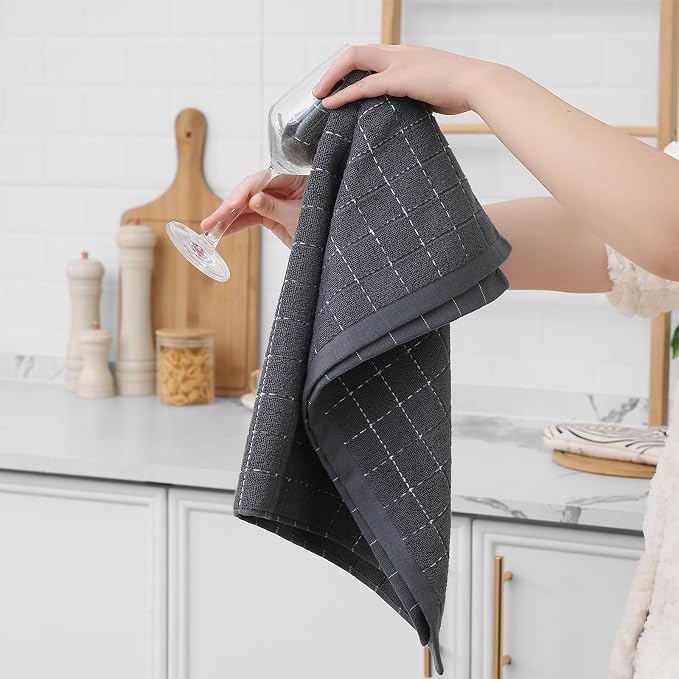 Homaxy 100% Cotton Terry Kitchen Towels, Checkered Designed, Soft and Super - Image 4