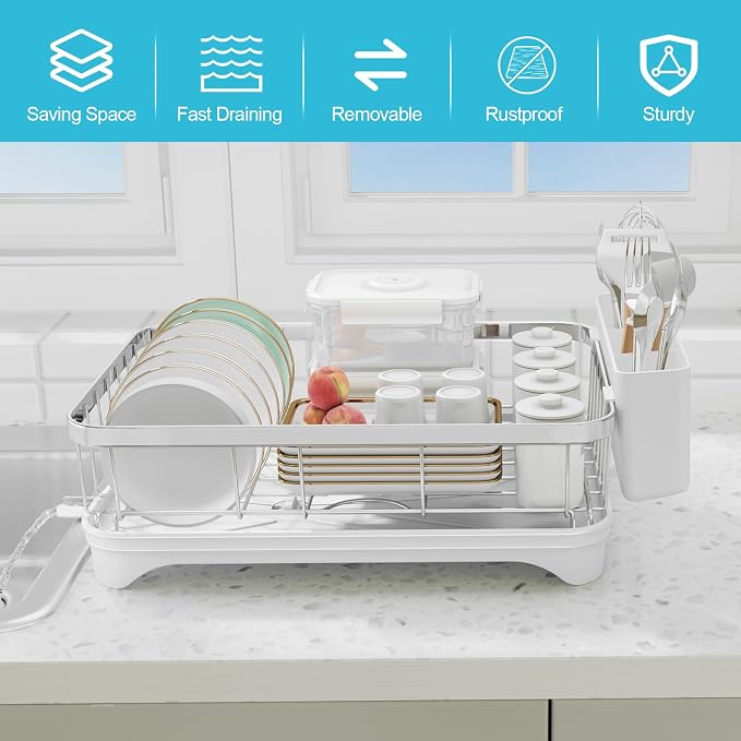 Dish Drying Rack 304 Stainless Steel Dish Racks, Adjustable Spout Auto-Draining - Image 7