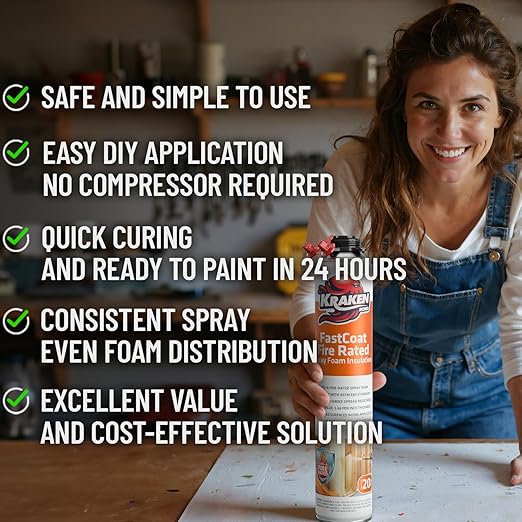 Kraken Bond Fastcoat Fire Rated Spray Foam Insulation Kit Closed Cell in a Can - Image 3
