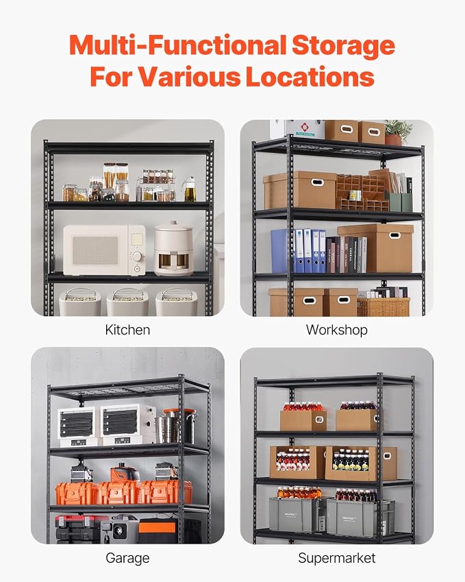 VEVOR Storage Shelves, 3000 lbs, 5 Tier Heavy Duty Garage Shelving, - Image 8