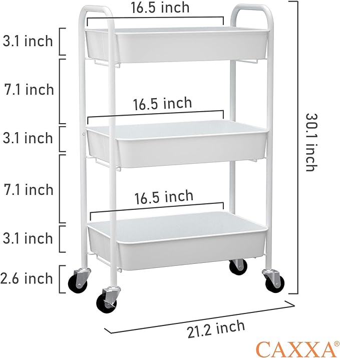 CAXXA 3-Tier Rolling Metal Storage Organizer - Image 2