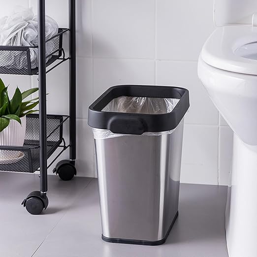 2 Pack Stainless Steel Trash Can 3 Gallon, Open Top Trash Can, Rectangle - Image 6