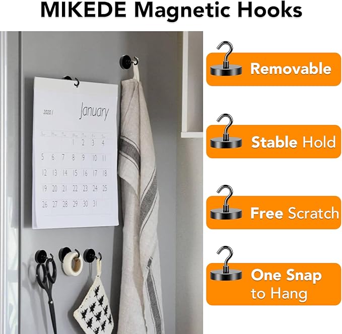 MIKEDE Magnetic Hooks, 150LB Super Strong Magnet Hooks Heavy Duty - Image 3