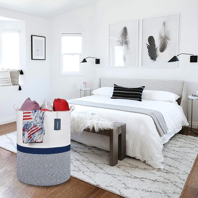 COMSE Extra Large Blanket Basket, Tall Woven Storage Basket, Nursery Hamper - Image 5