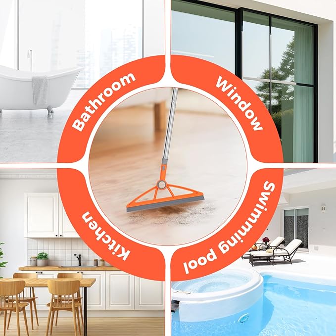 2-in-1 Air Broom, 180° Rotating 54 Inch Adjustable Silicone Rubber Broom - Image 6