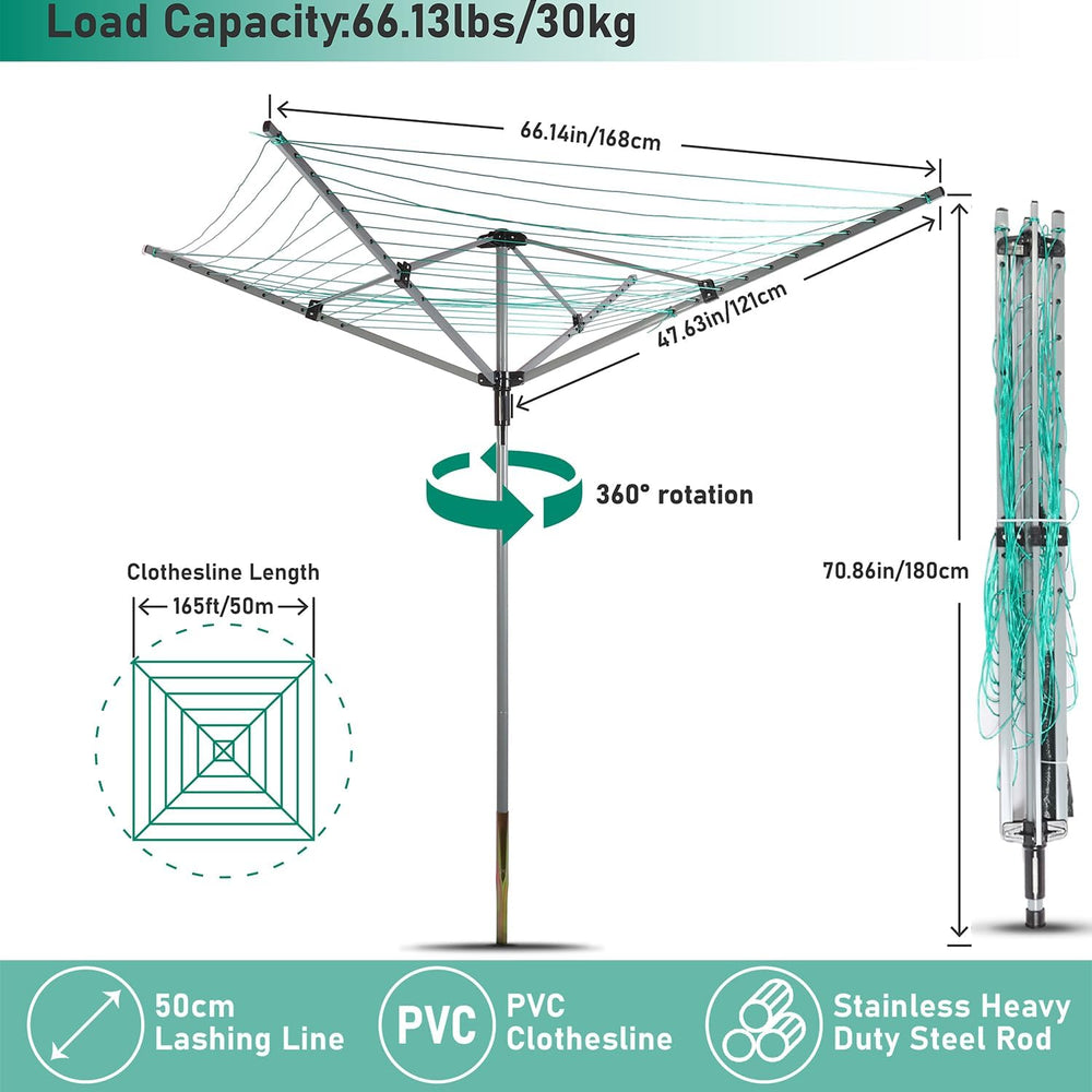 Umbrella Drying Rack Outdoor Umbrella Clothesline Rotary Retractable Clothes ...