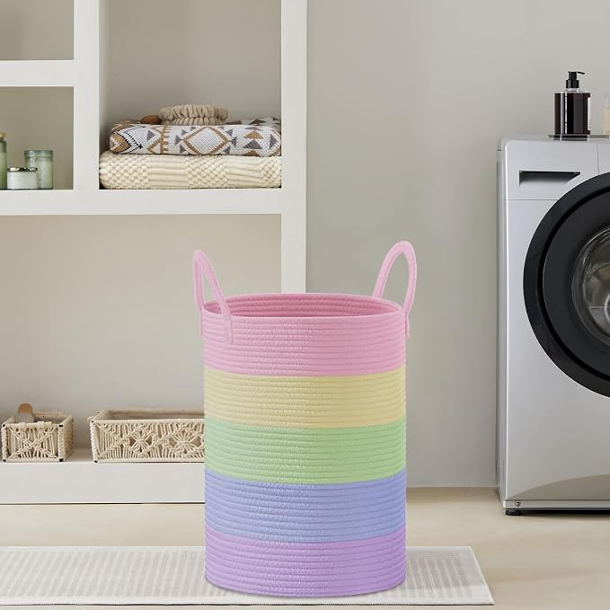 VIPOSCO Large Laundry Hamper, Tall Woven Rope Storage Basket - Image 7