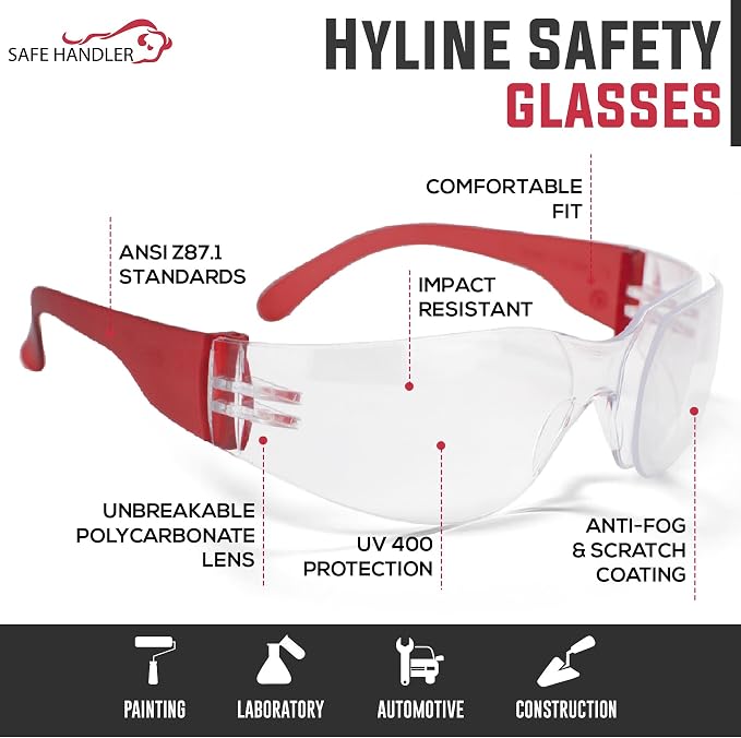 SAFE HANDLER Hyline Anti-Fog Color Safety Glasses Variety, Impact Resistant - Image 2