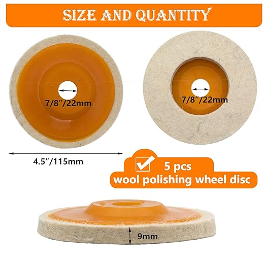 5 Pcs 4.5 Inch Wool Felt Polishing Wheel Disc, Wool Polishing Wheel Disc - Image 2