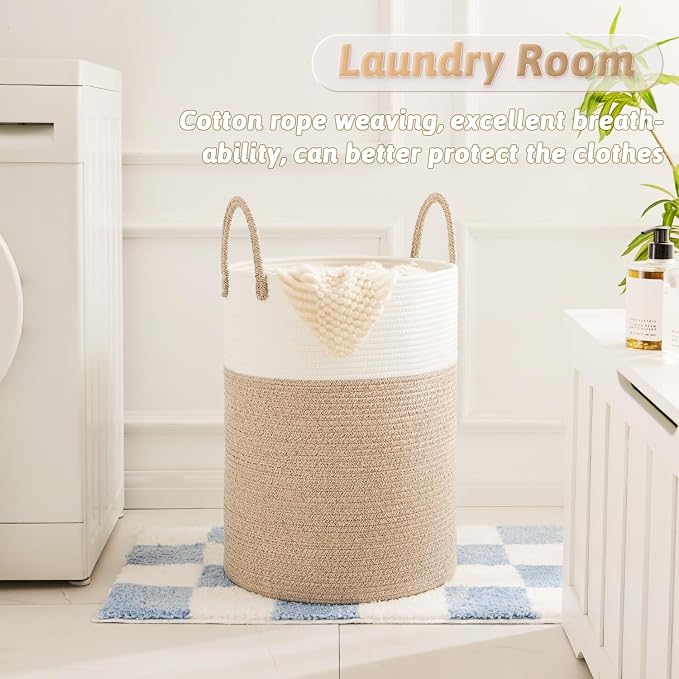 Laundry Basket, Woven Cotton Rope Laundry Hamper, 100L - Image 2
