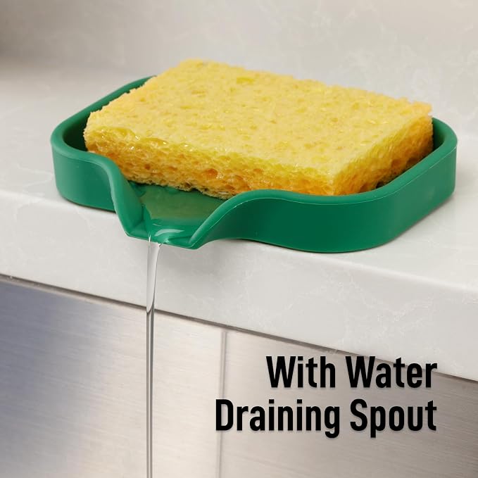Zulay Kitchen Small Silicone Sponge Holder – Space-Saving Sink Organizer Tray - Image 8