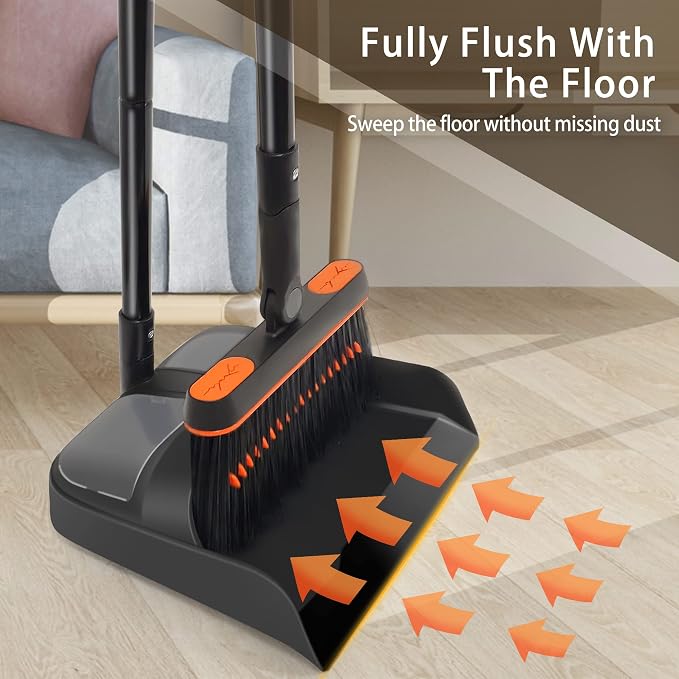 JEHONN Broom and Dustpan Set for Home, Long Handle Lightweight 180 Degree - Image 6