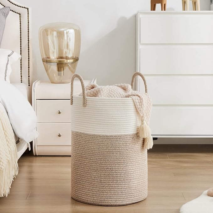 YOUDENOVA Woven Rope Laundry Hamper Basket, 72L Tall Luandry Basket, Baby - Image 4