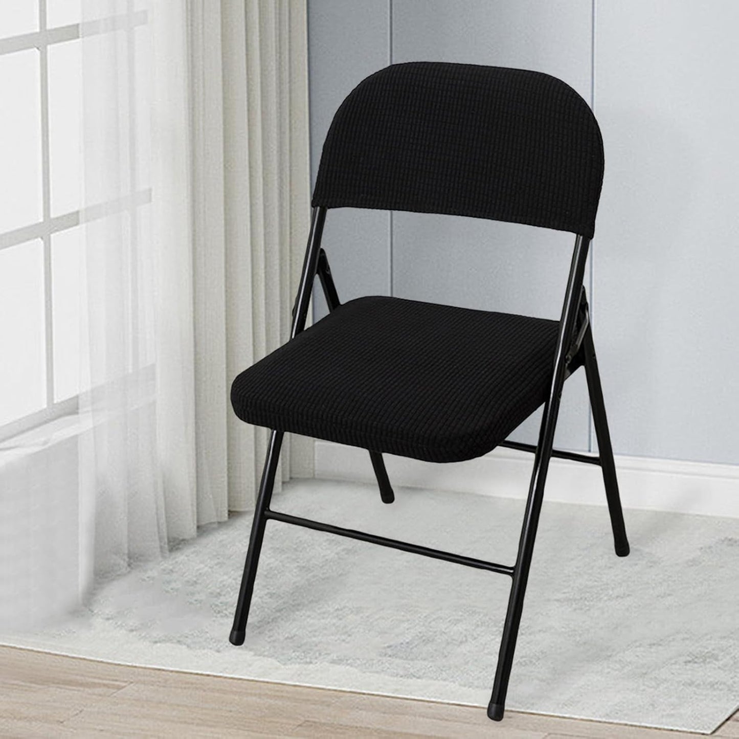 LYSINK 2Pcs Universal Chair Covers Waterproof Stretchable Office Chair Cover Washable Computer Chair Slipcover for Desk Chairs Dining Chair Seat Cushion Protectors (Black, One Size)