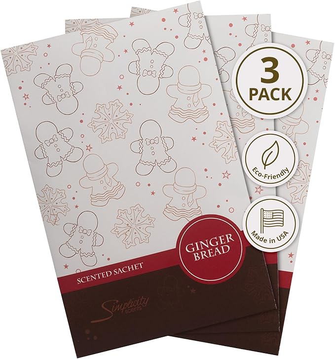 Simplicity Scents Gingerbread Scented Sachets Pack of 3, Fall & Winter by FloralSimplicity