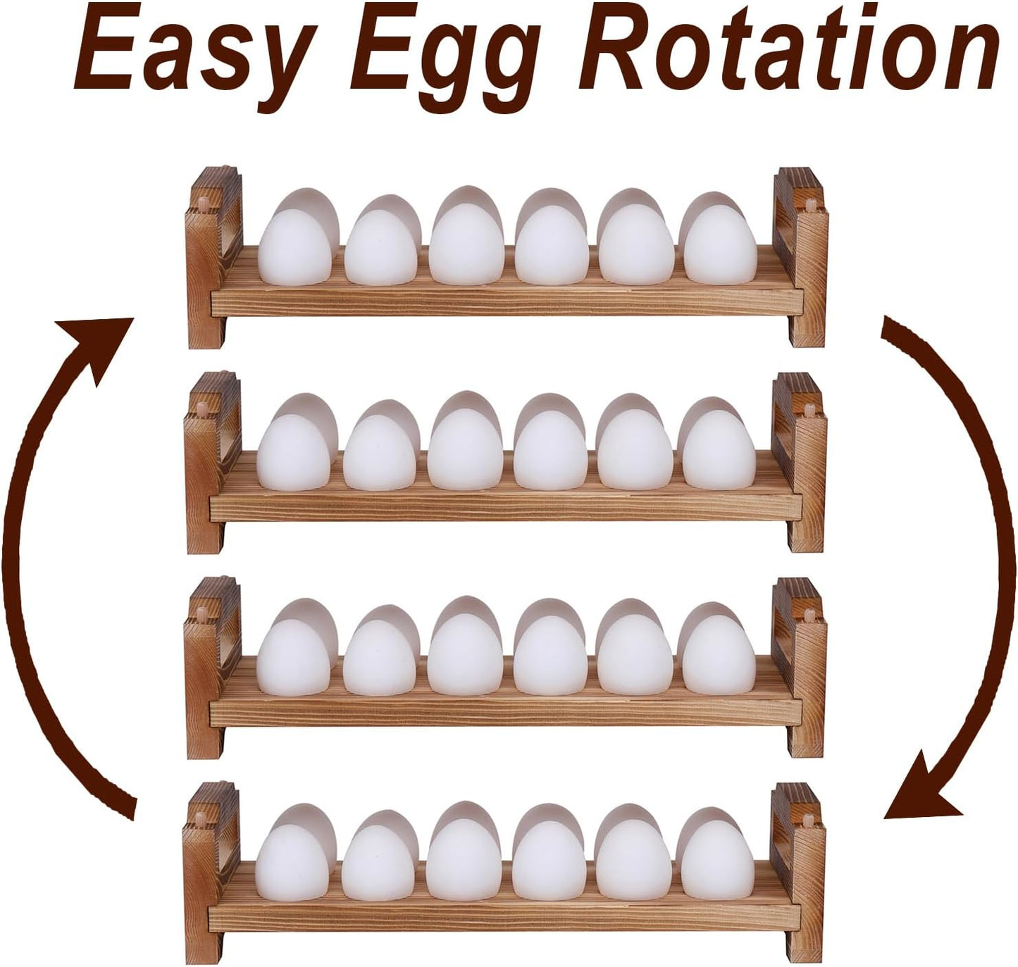 Wooden Egg Holder Countertop, Stackable Egg Organizer, 4-Tier 48 Eggs | Solid natural wood egg holder, farmhouse style. 4-tier stackable saves space. Countertop & fridge use. No chemical coating.