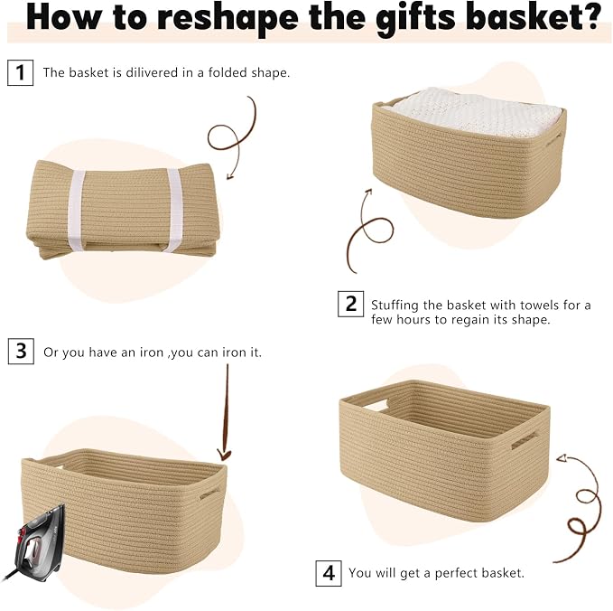 OIAHOMY Storage Basket for Shelves, Closet Cube Storage Bins Baskets for - Image 7