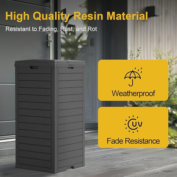 Outdoor Trash Can Waterproof Resin Garbage Bin, 31 Gallon - Image 2