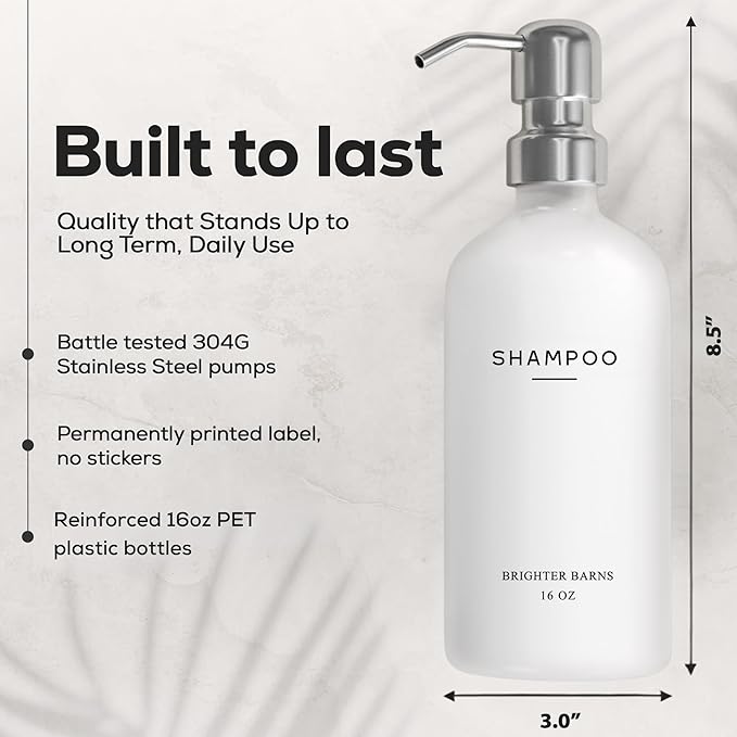 White Shampoo and Conditioner Dispenser Set by Brighter Barns - Image 3