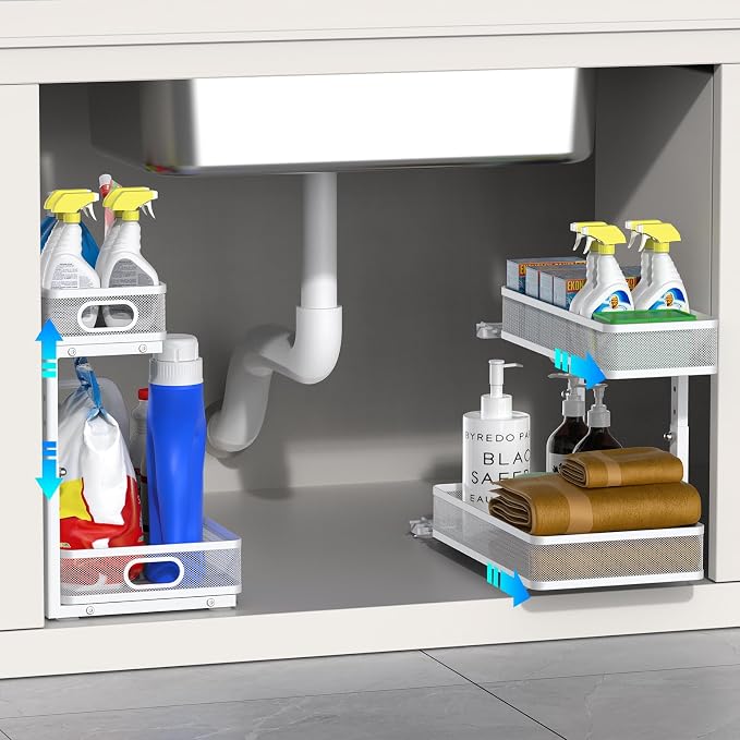 Under Sink Organizer, High Adjustable 2 Tier Under Sink Organizers and Storage by Dolesman