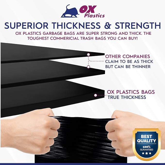 Ox Plastics 60 Gallon Trash Can Liners Bags - Image 2