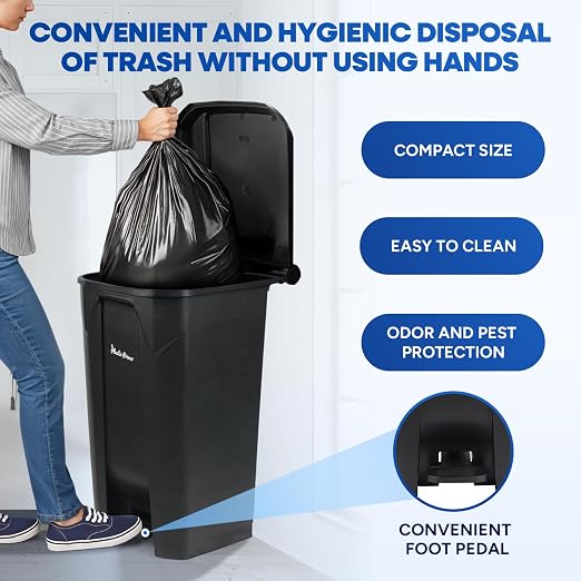 27 Gallon Step-On Trash Can/Container, Hands-Free Disposal - Image 8
