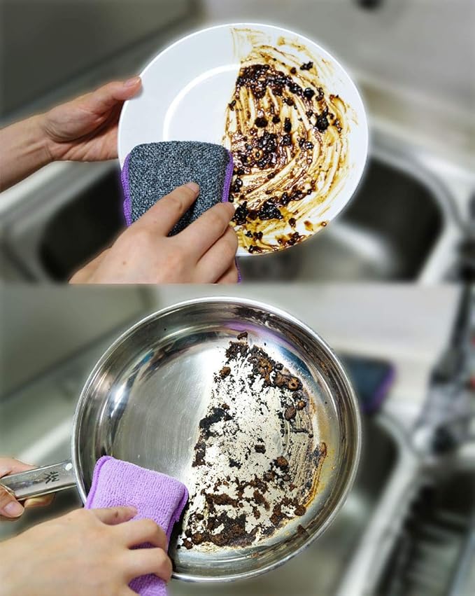 UPSTAR Kitchen Sponges for Dishes, Microfiber Cleaning Scrubber, Non-Scratch - Image 5