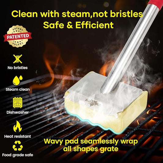 Grill Brush Bristle Free, Aramid Fiber Wavy Pad Seamless-Fit Cast - Image 2