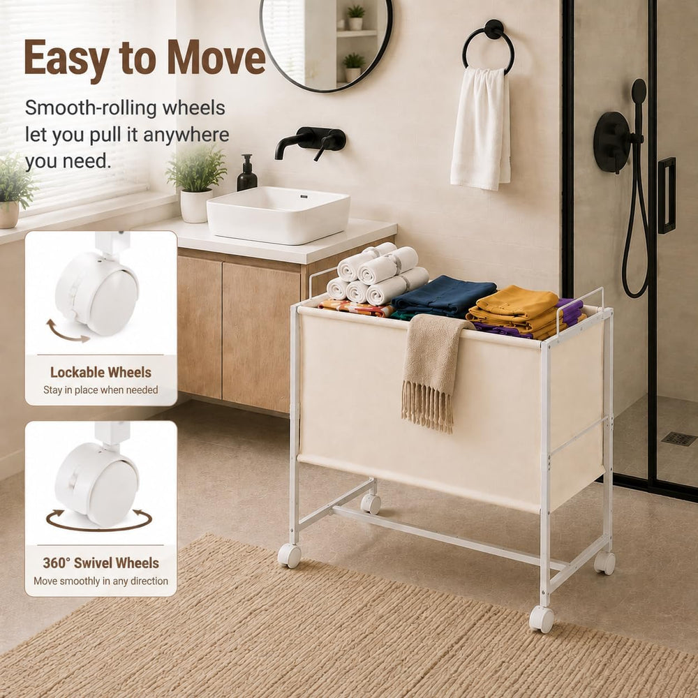 130L Rolling Laundry Basket with Wheels,Large Capacity Laundry Basket Cart