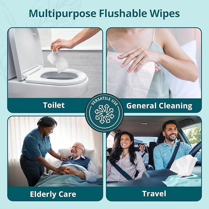 WhyWorry Flushable Wipes for Adults, Extra Large 8"x10" Butt Wipes for Toilet & - Image 6