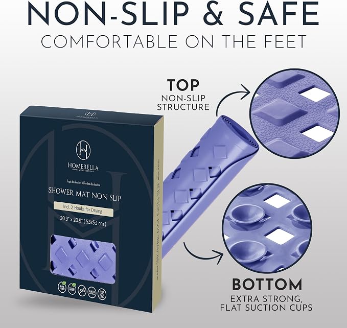 Homerella Anti Slip Shower Mat | Anti Mold Non Slip Bathtub Mat - Image 5