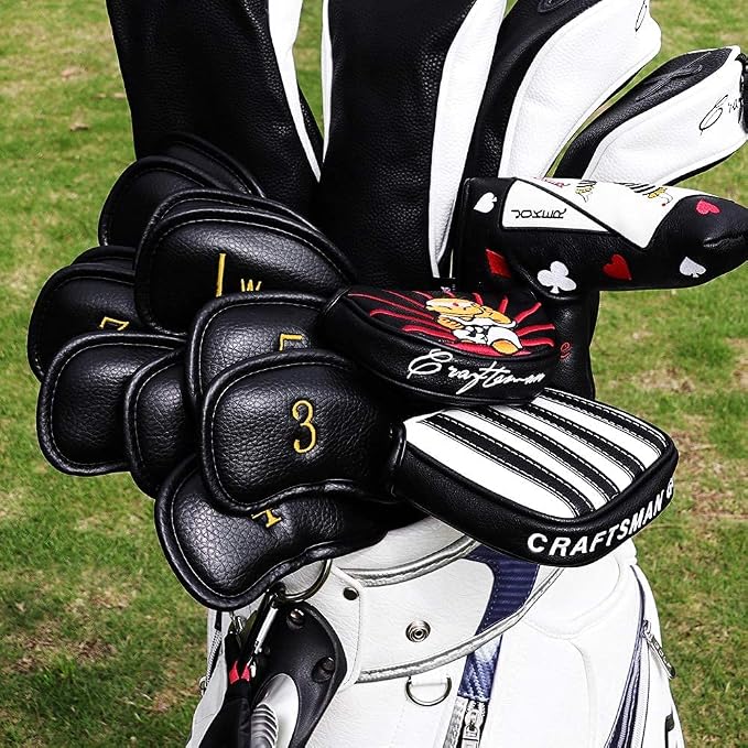 CRAFTSMAN GOLF 12pcs or 1pc Thick Synthetic Leather Golf Iron Head Covers Set - Image 2
