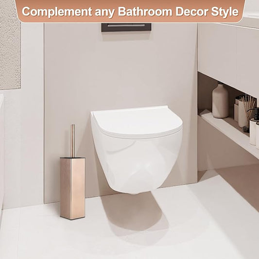 BVL Toilet Brush and Holder Set Rose Gold Freestanding - Image 2