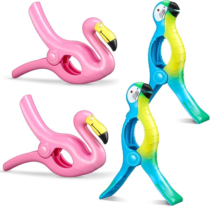 4 Pieces Beach Towel Clip Jumbo Size Chair Clips Towel Holder Clothes Pegs by Waydress