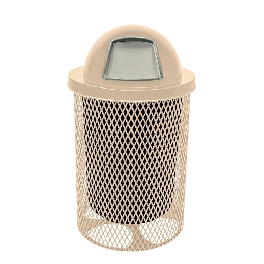 COATEDOUTDOORFURNITURE RDT-TAN Heavy Duty 32 Gallon Round Trash Receptacle by CoatedOutdoorFurniture