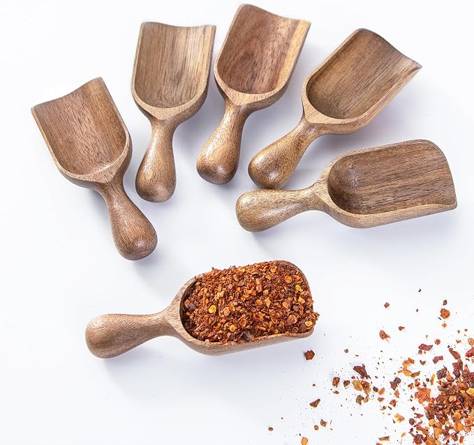 Wooden Scoops for Canisters 6PCS Acacia Wooden Scoop for Jars Mini Measuring by MediterraneanFoodExperience