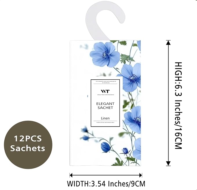 WEALD TRIBE 12 Packs Large-Bag Fresh Linen Scented Sachets - Image 3