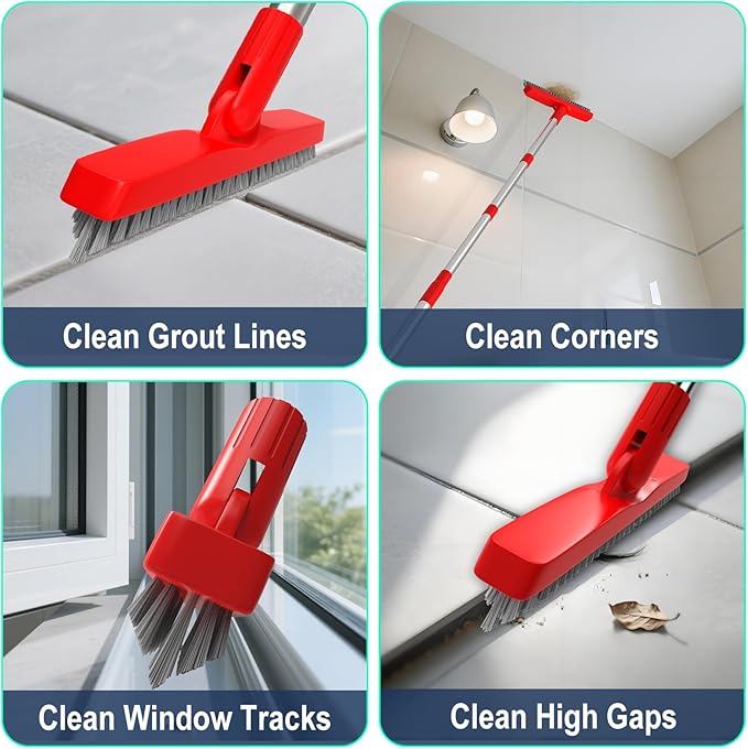 ITTAHO 2 Pack Grout Brush with Long Handle, Swivel Cleaning Grout Line Scrubber - Image 7